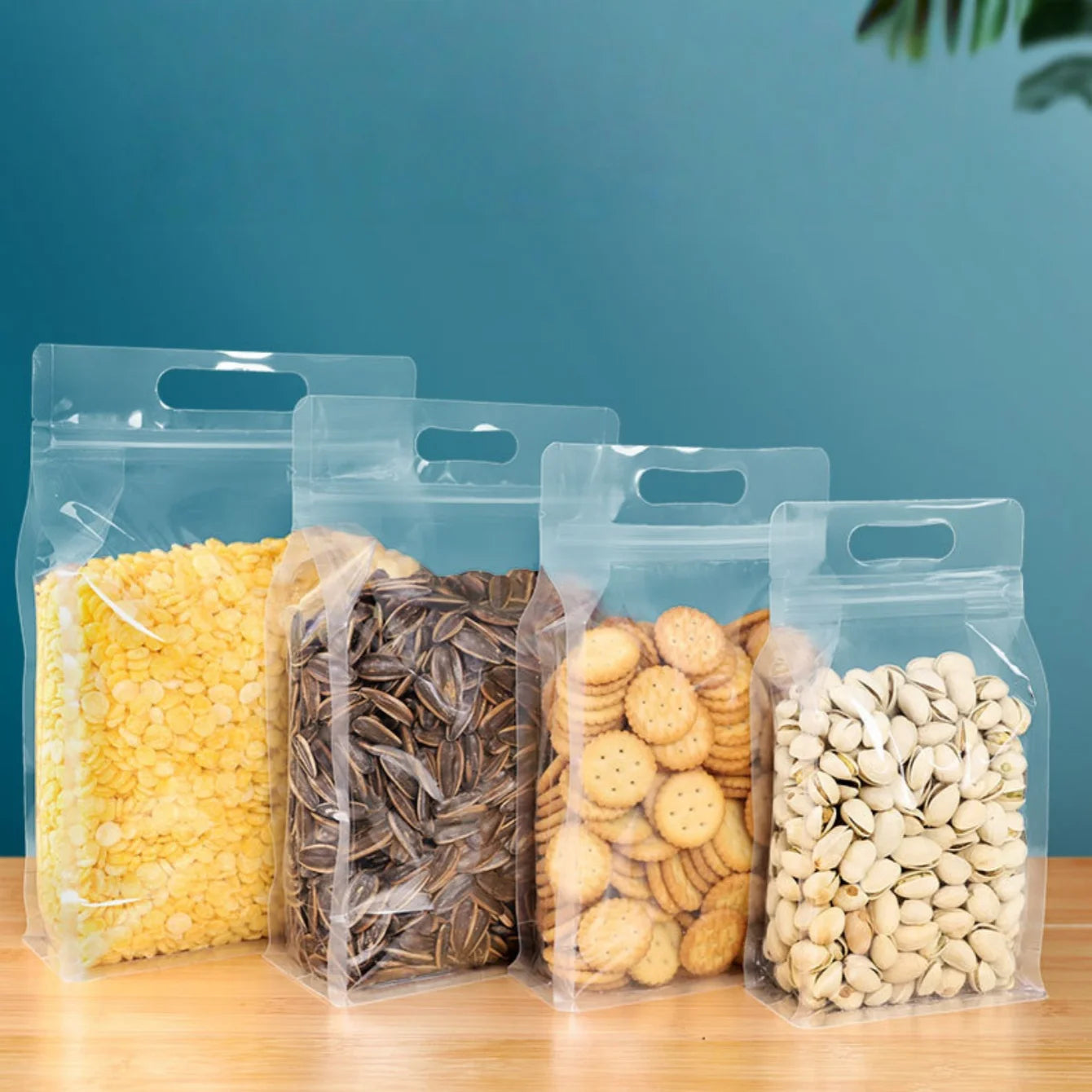 10 Pack Transparent Stand Up Ziplock Bags Portable Food Storage Pouches - 8