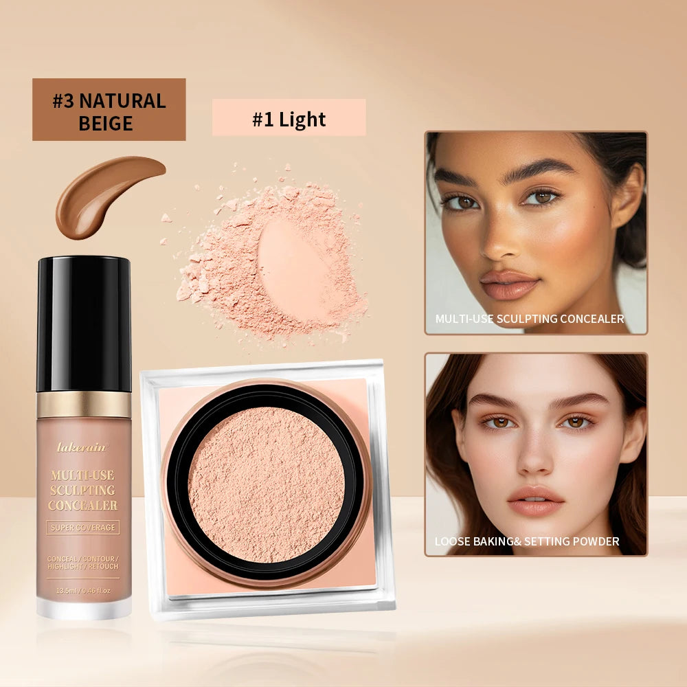 Face Makeup Concealer and Setting Powder Duo Set - 13