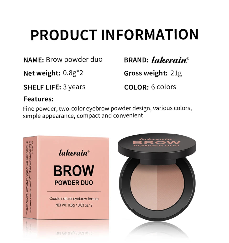 Two-Tone Waterproof Eyebrow Powder for Natural Brows and Contouring - 13