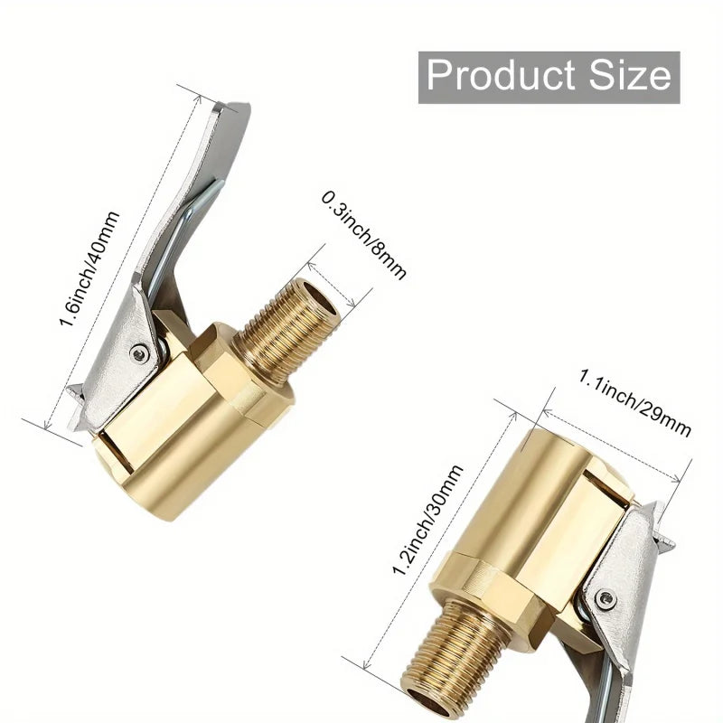Brass Locking Tire Air Chuck Clip Adapter for Car and Bike - 2