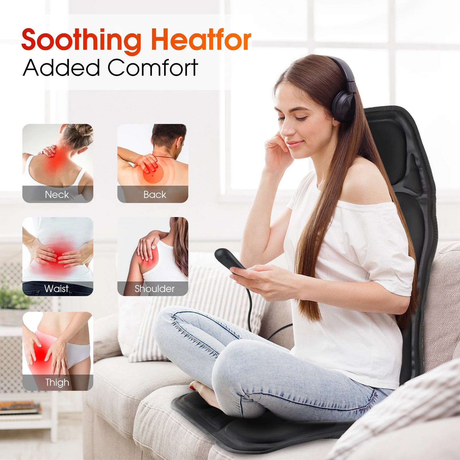 Full-Body Heated Vibrating Massage Chair Cushion - 8