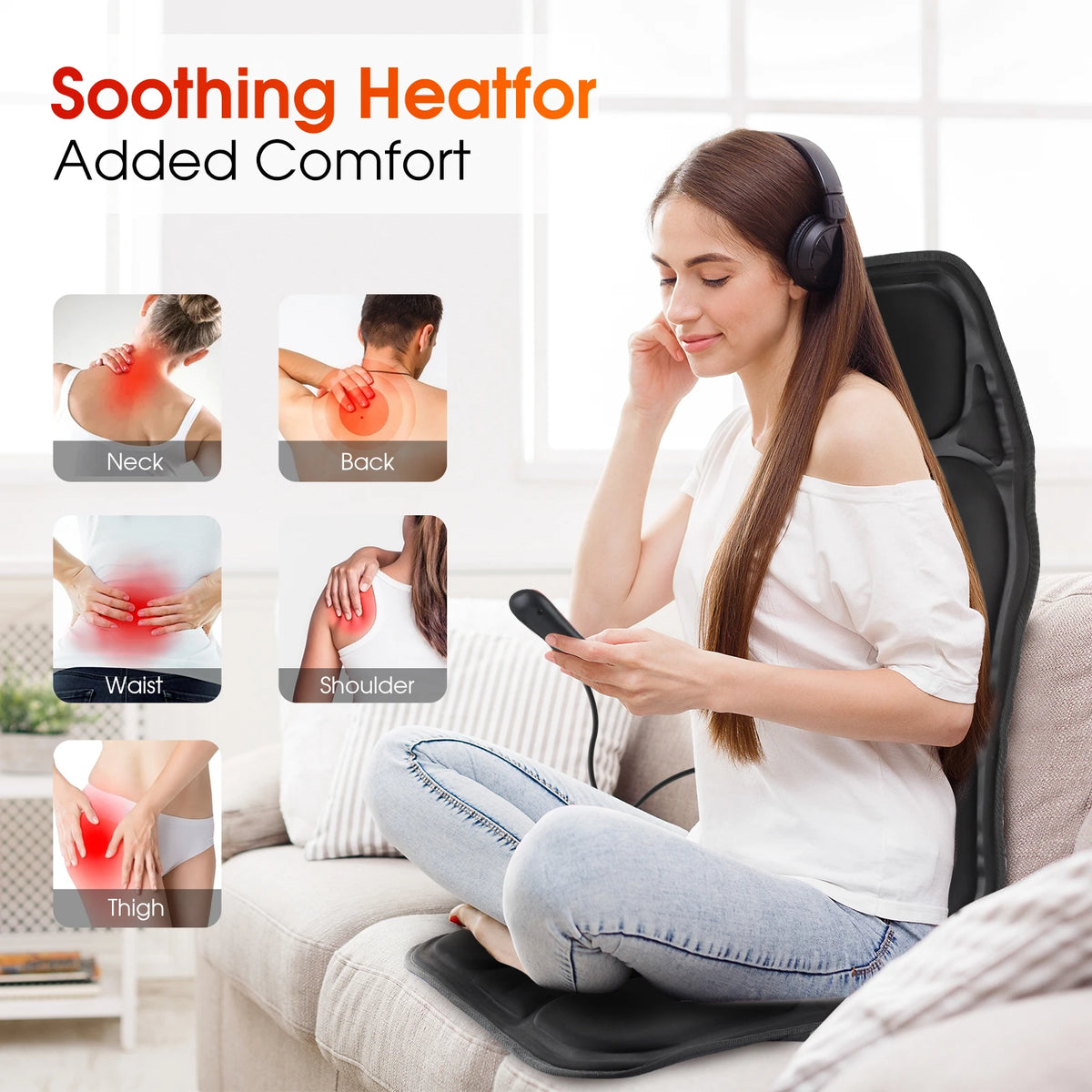 Full-Body Heated Vibrating Massage Chair Cushion