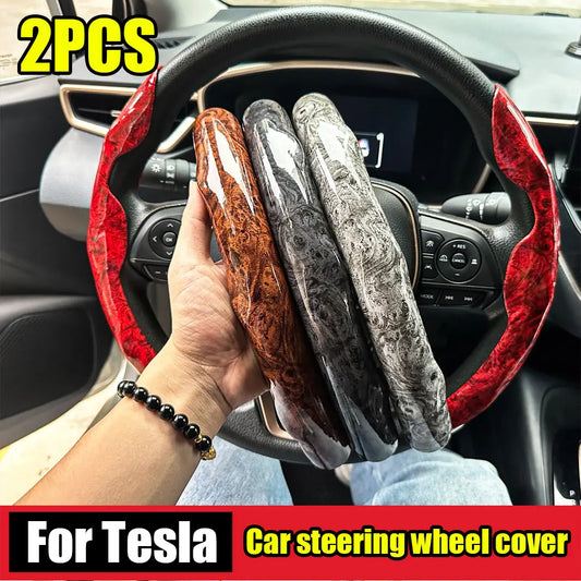 Non-Slip Leather Steering Wheel Cover for Tesla Model 3 and Y