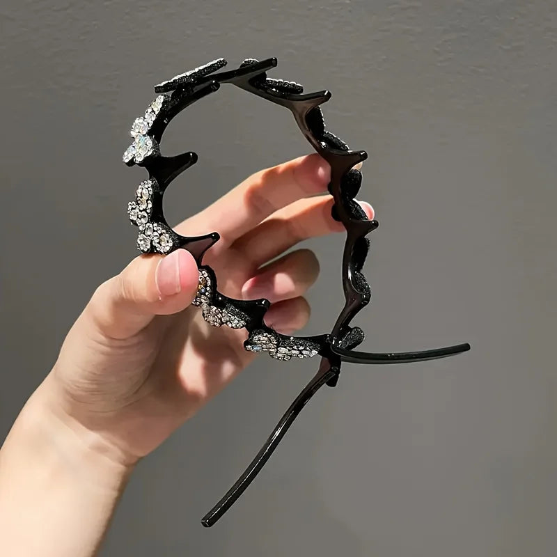 Rhinestone Butterfly Wavy Headband for Women - 6