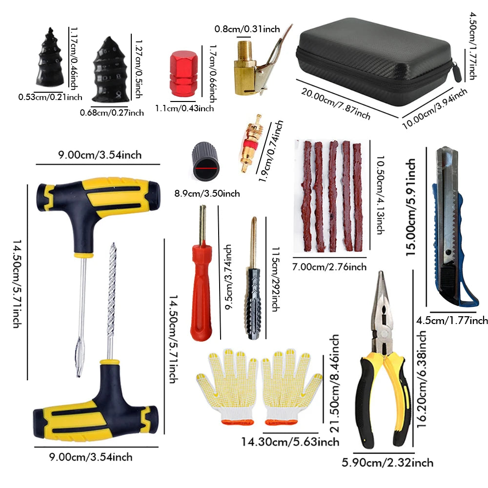 Emergency Tire Repair Kit for Cars and Motorcycles - 16