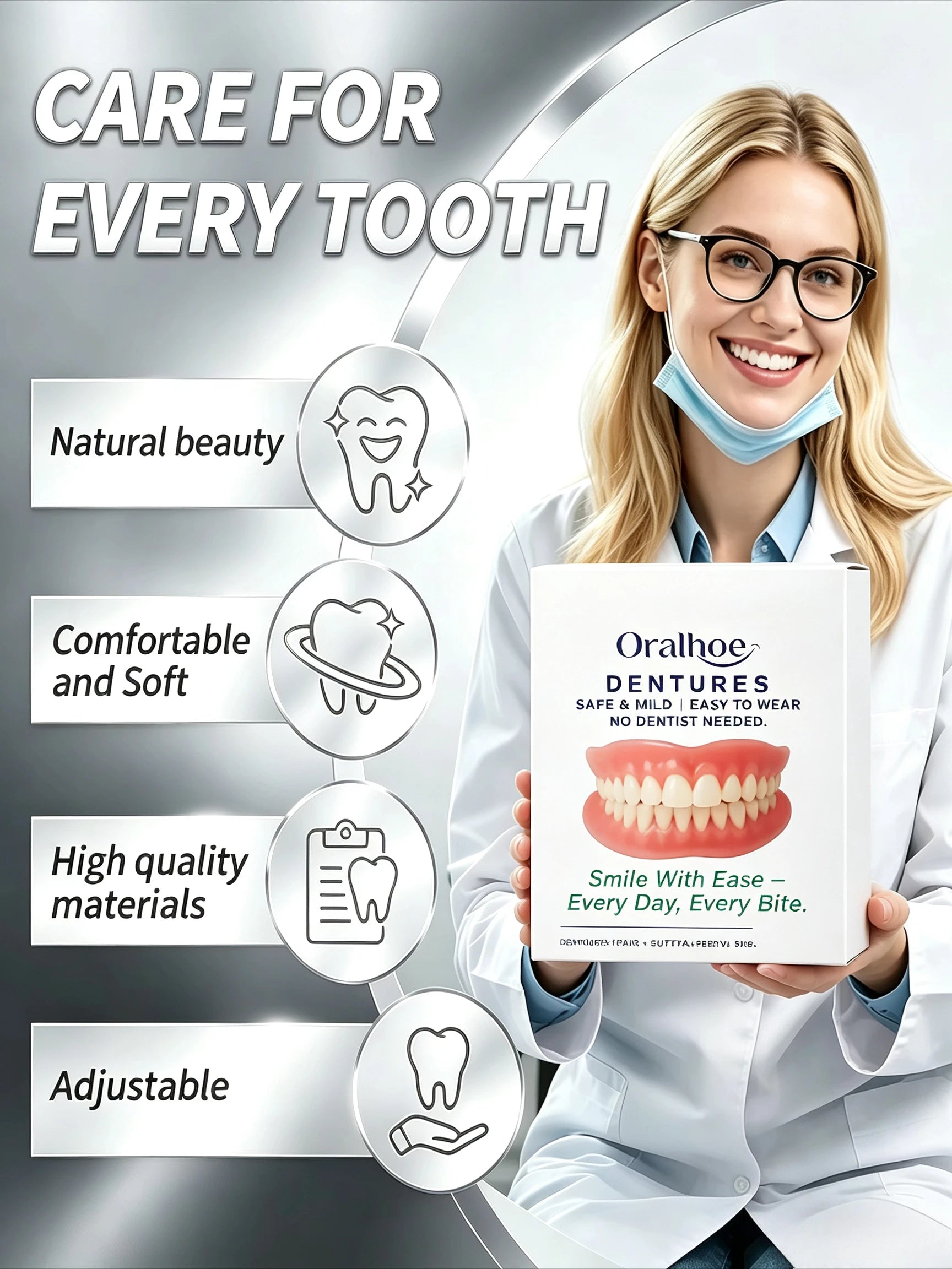 Portable Denture Storage and Cleaning Care Kit - 4