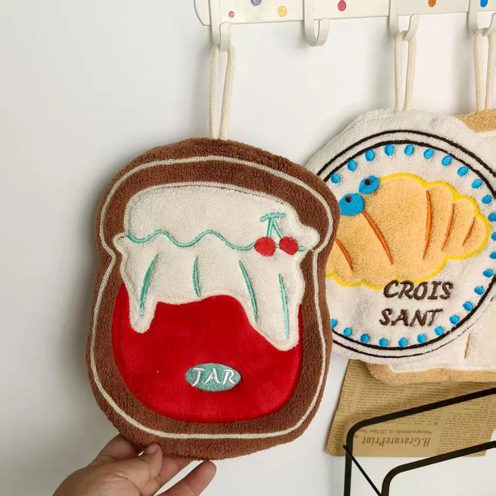 Absorbent Food-Shaped Hanging Hand Towel for Kitchen and Bathroom