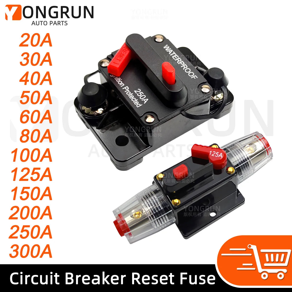 Manual Reset Waterproof Circuit Breaker for Automotive Audio - 1