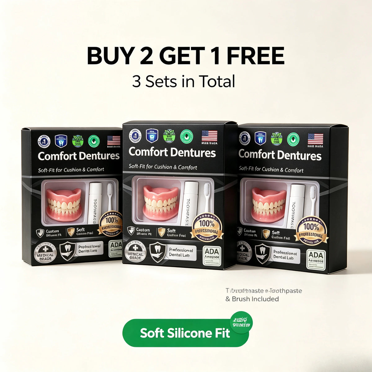 Moldable Instant Smile Comfort Dentures Set