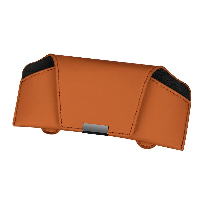 Leather Car Sun Visor Sunglasses and Eyeglasses Holder Case