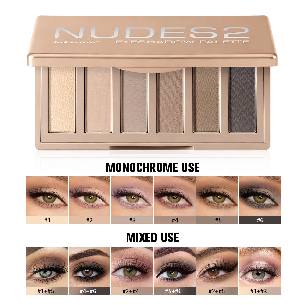 6-Color Matte Eyeshadow Palette for Natural and Smokey Eye Looks - 1