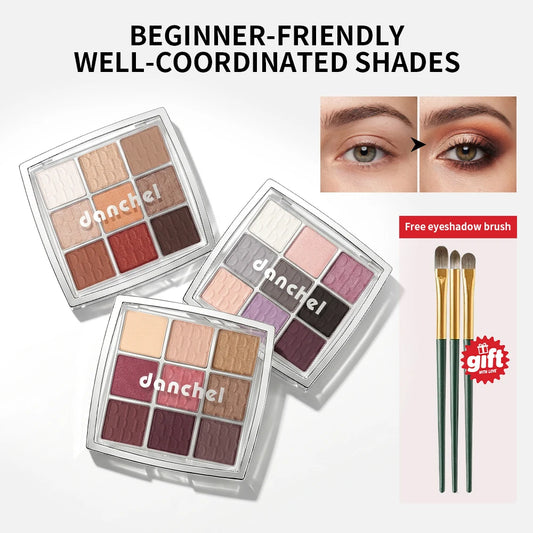 9-Color Beginner Eyeshadow Palette with Free Brush