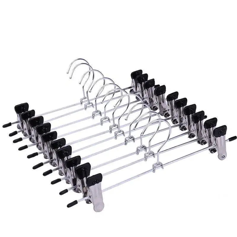 10pc Metal Pants Hangers Windproof Drying Rack with Adjustable Clips - 11