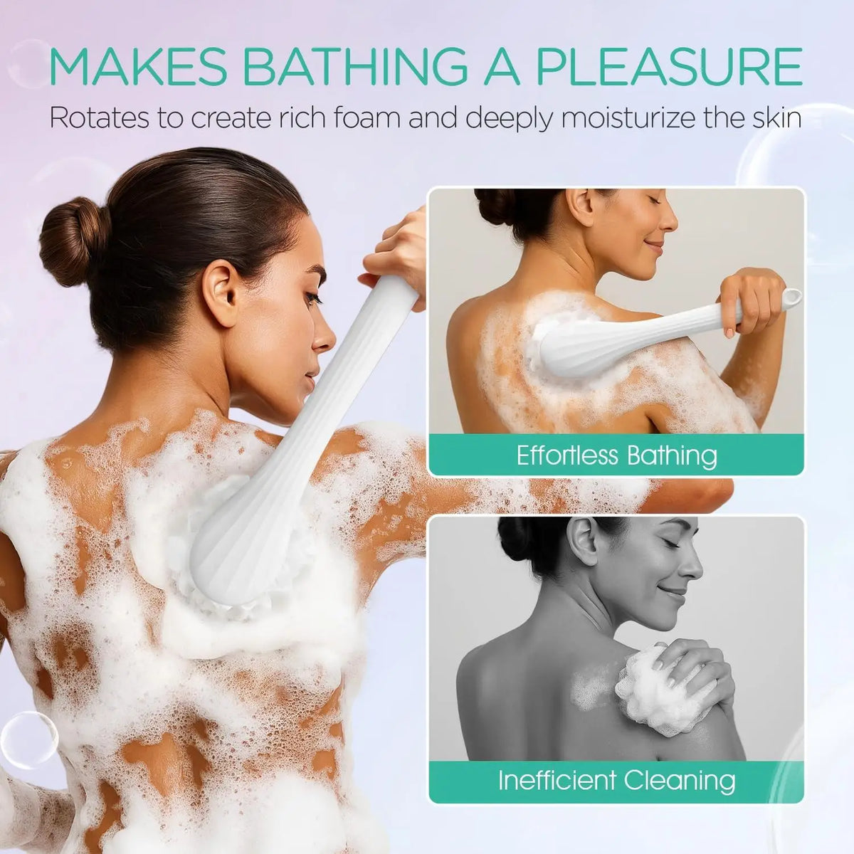 Electric Long Handle Body Scrubbing Brush for Deep Exfoliation
