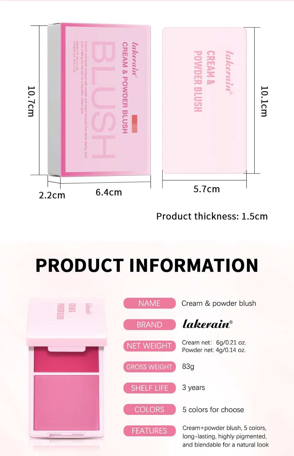 2-in-1 Cream and Powder Blush Palette for Radiant Cheek Makeup