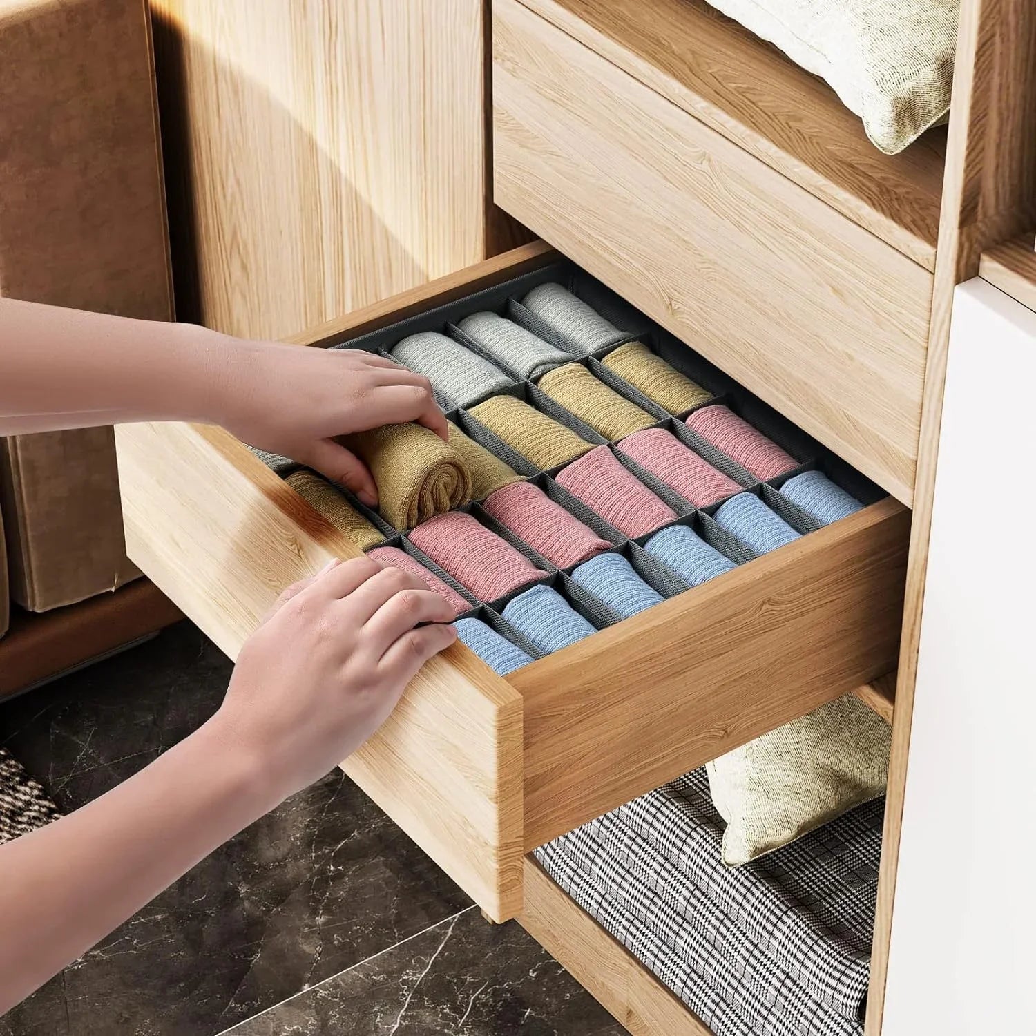 Foldable 24-Compartment Drawer Organizer for Underwear and Socks - 4