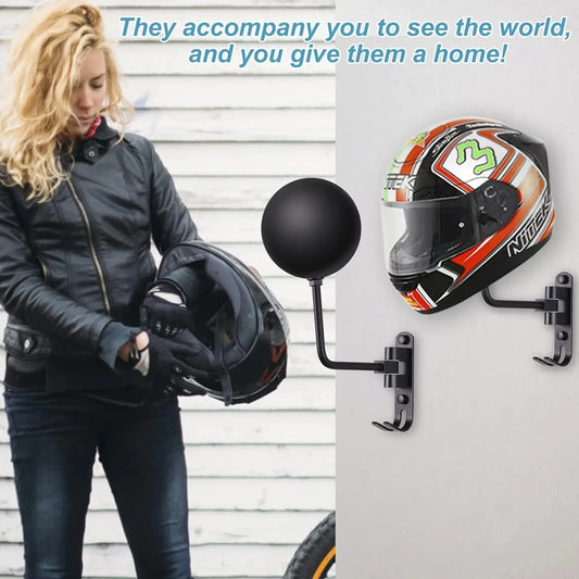 Adjustable Wall-Mounted Helmet Holder and Storage Rack