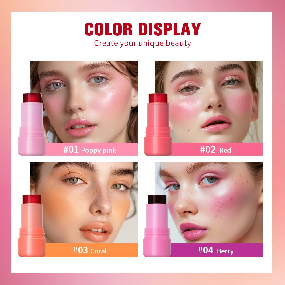 Cooling Water Jelly Blush Stick for Cheeks and Lips - 3