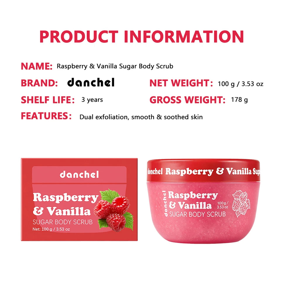 Raspberry Vanilla Sugar Body Scrub for Smooth Exfoliated Skin - 15