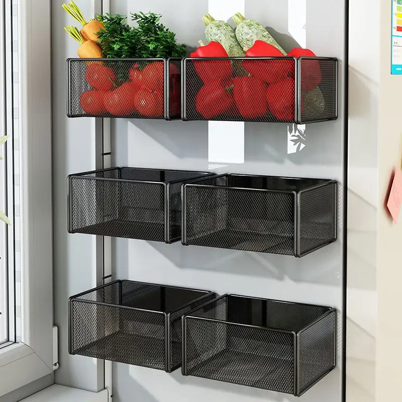 Magnetic Refrigerator Storage Basket for Kitchen Organization