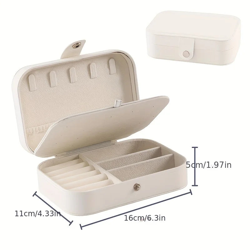Portable Leather Travel Jewelry Organizer Case - 4