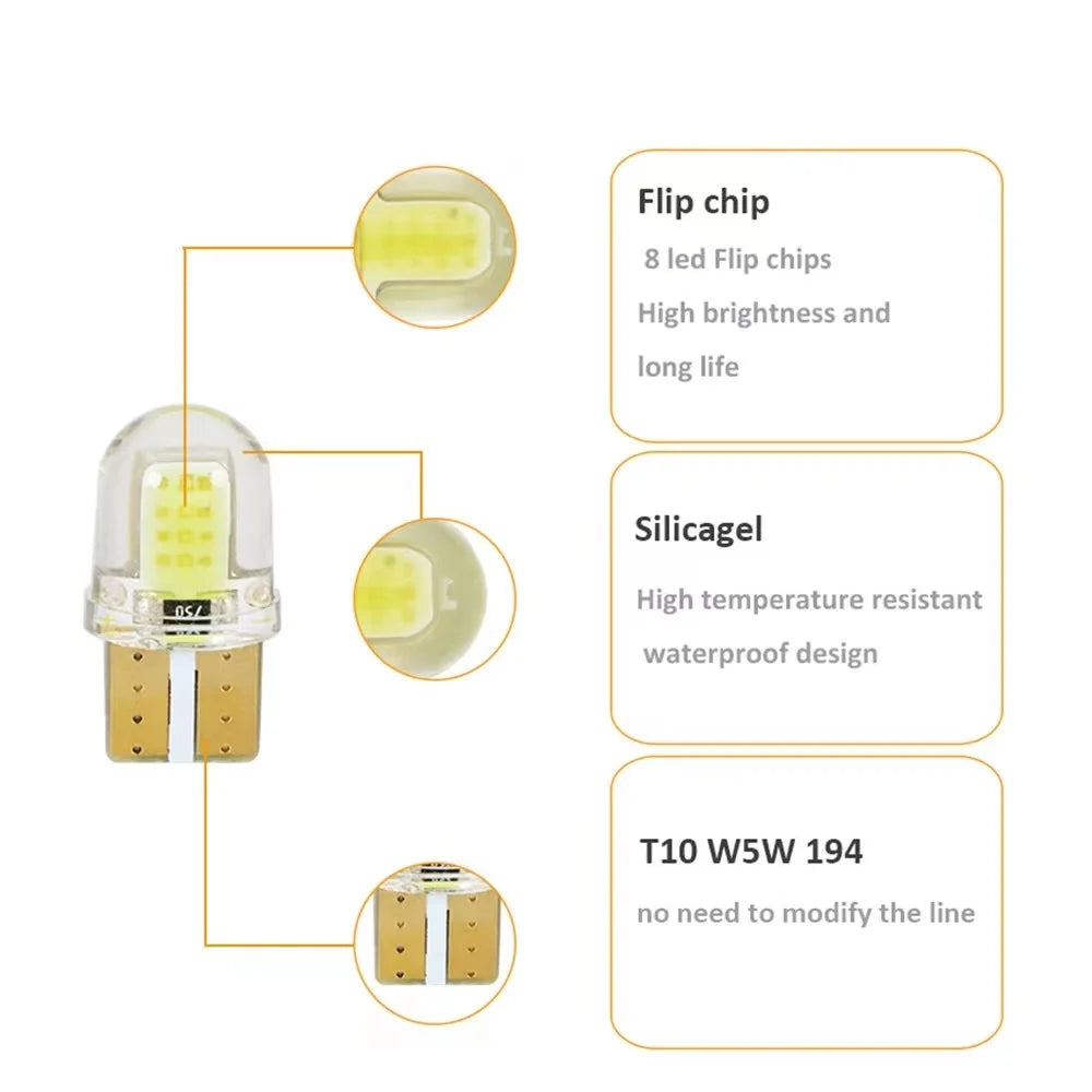 10PCS T10 W5W LED Interior Car Light Bulbs Canbus Parking Lamp Set