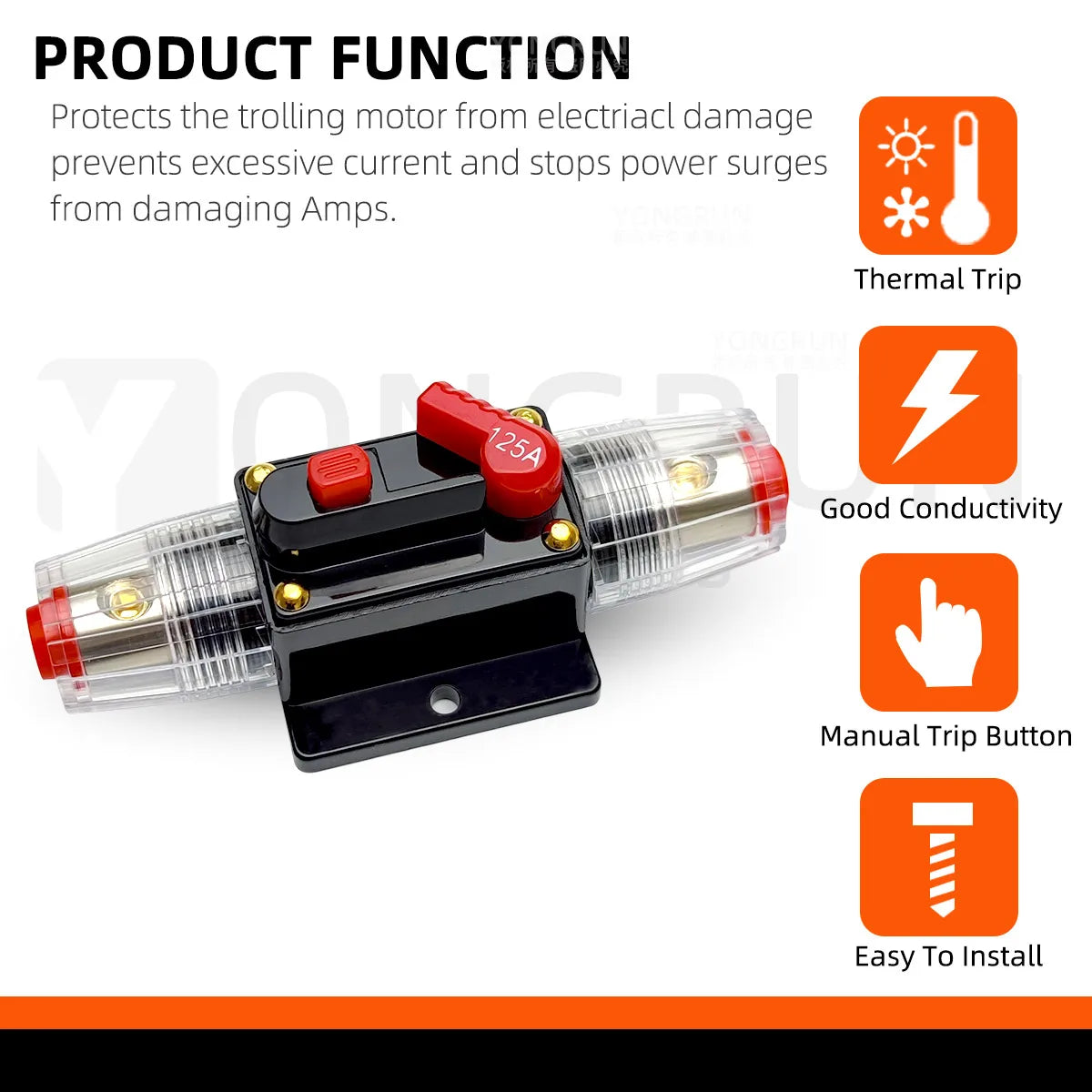 Manual Reset Waterproof Circuit Breaker for Automotive Audio