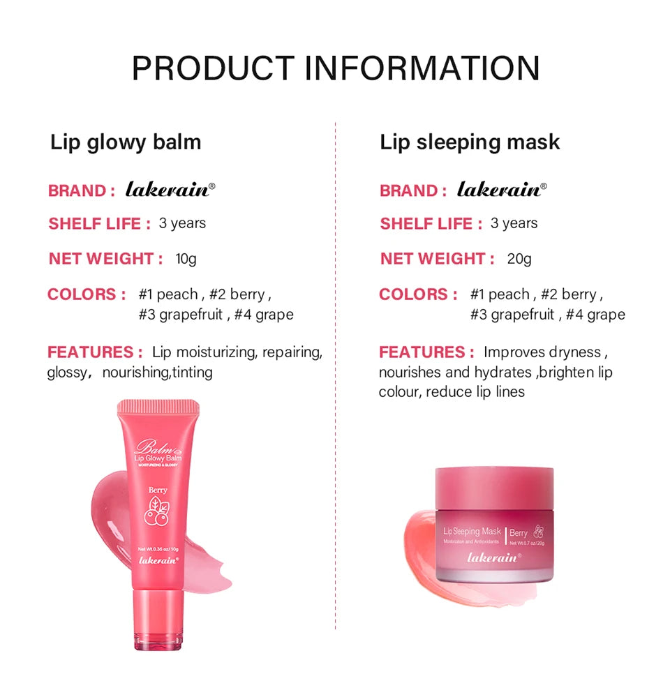 Moisturizing Lip Balm and Overnight Sleeping Mask Set