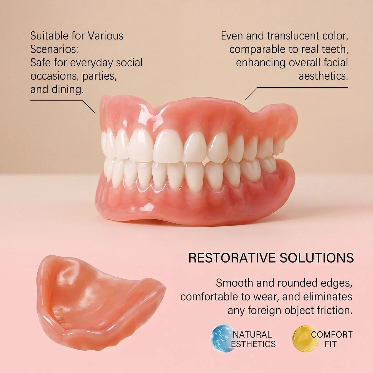 Comfort Fit Silicone Denture Set for Natural Looking Smile