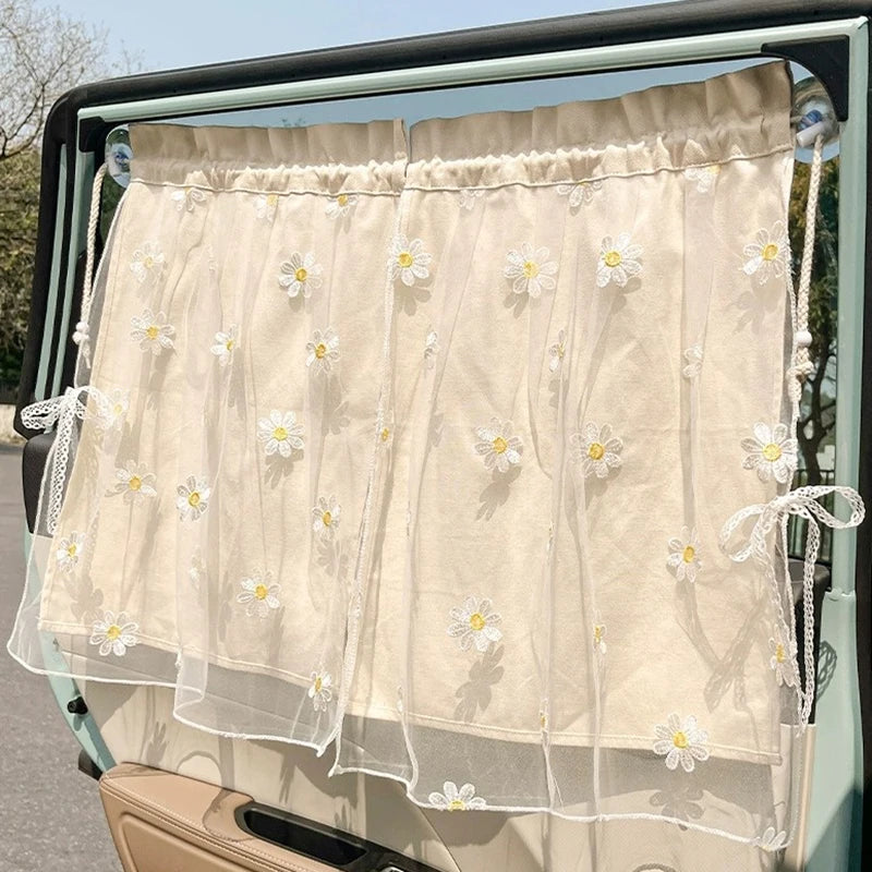 Floral Print Retractable Car Window Sunshade