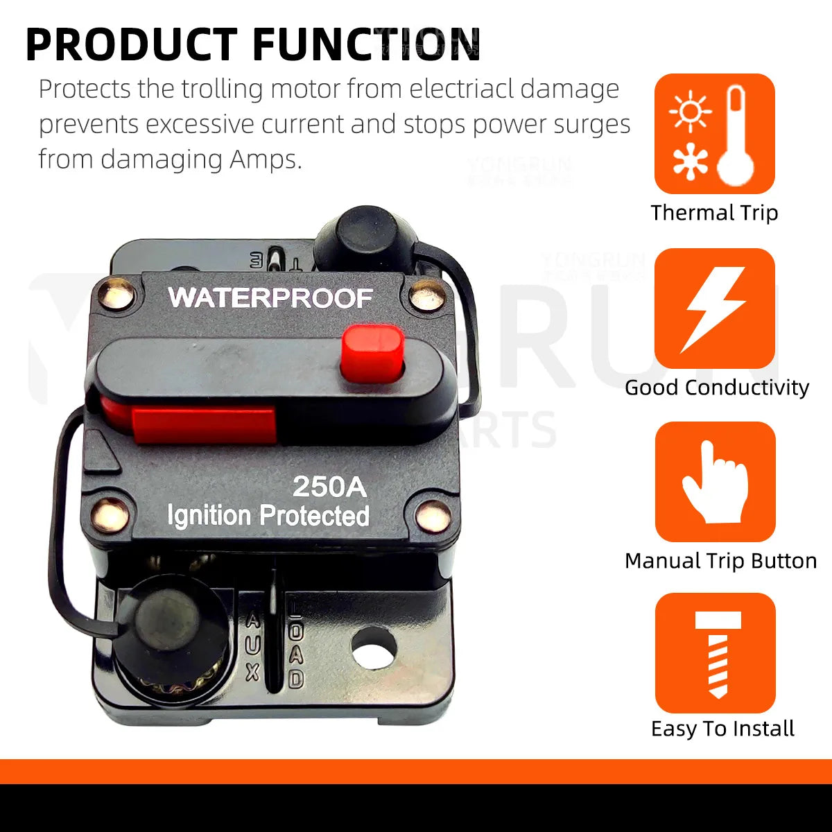 Waterproof Manual Reset Circuit Breaker for Car Audio - 2