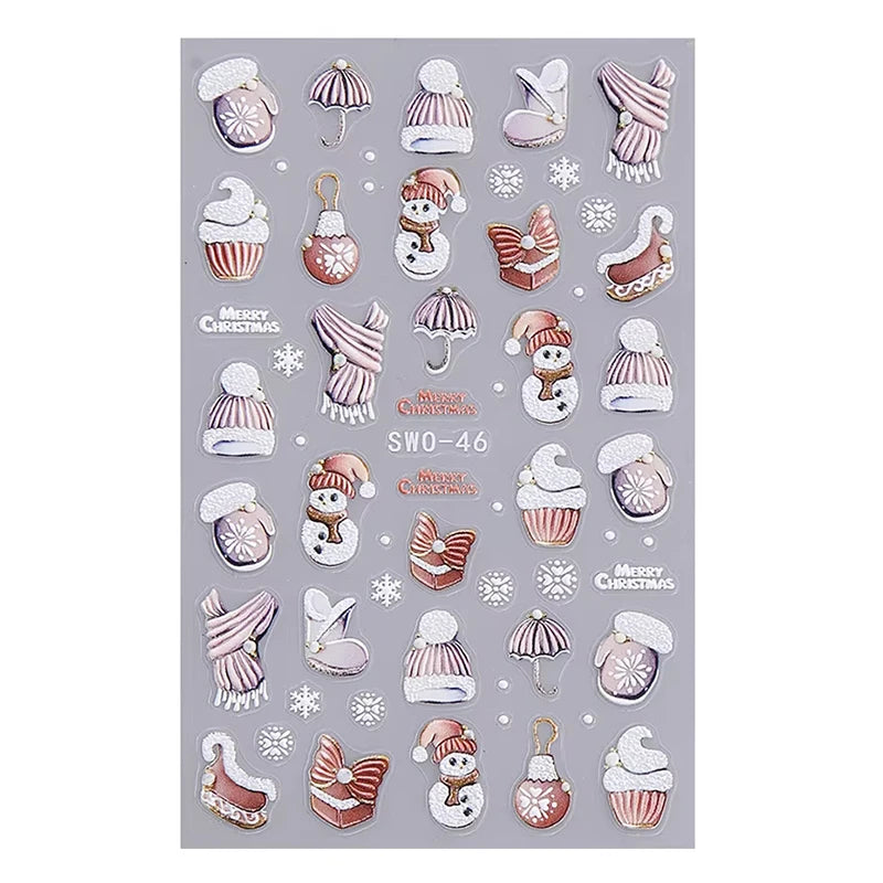 Christmas Cartoon Embossed Nail Art Stickers