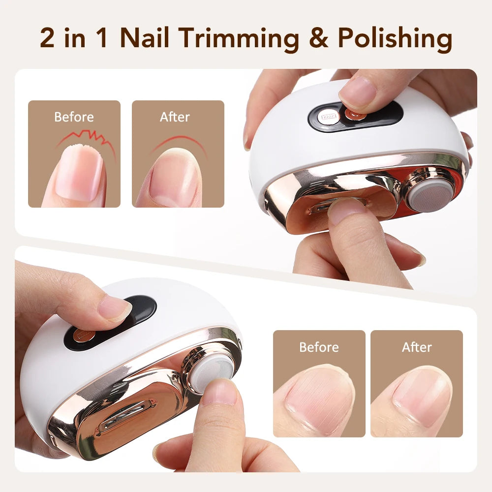 Electric Automatic Nail Clipper and Polisher with LED Light - 2