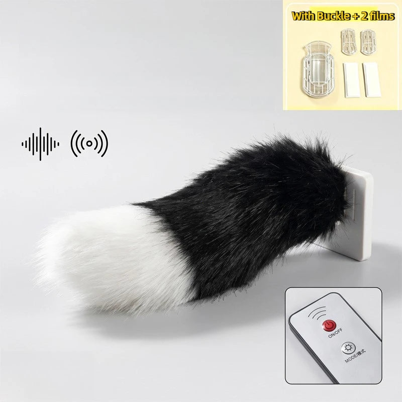 Electric Wagging Tail Car Ornament Remote Control Plush Auto Accessory - 16