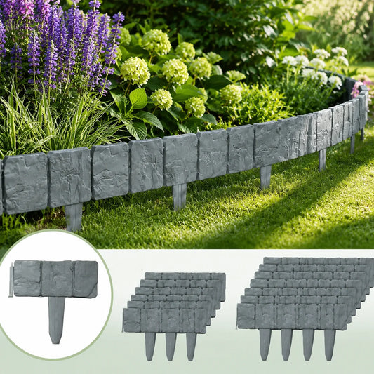 Foldable Decorative Stone Effect Garden Edging Fence