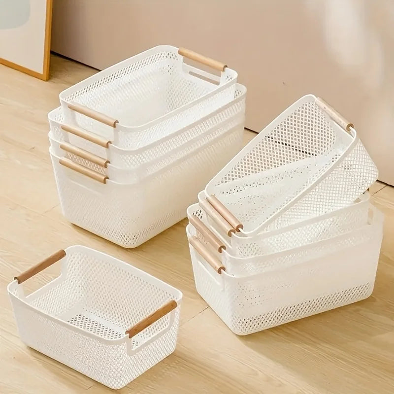 Multi-Purpose Hollow Storage Basket with Wood Handles