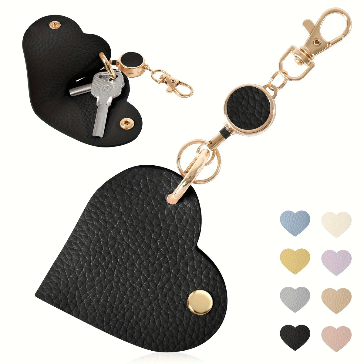 Heart-Shaped Retractable Keychain Wallet