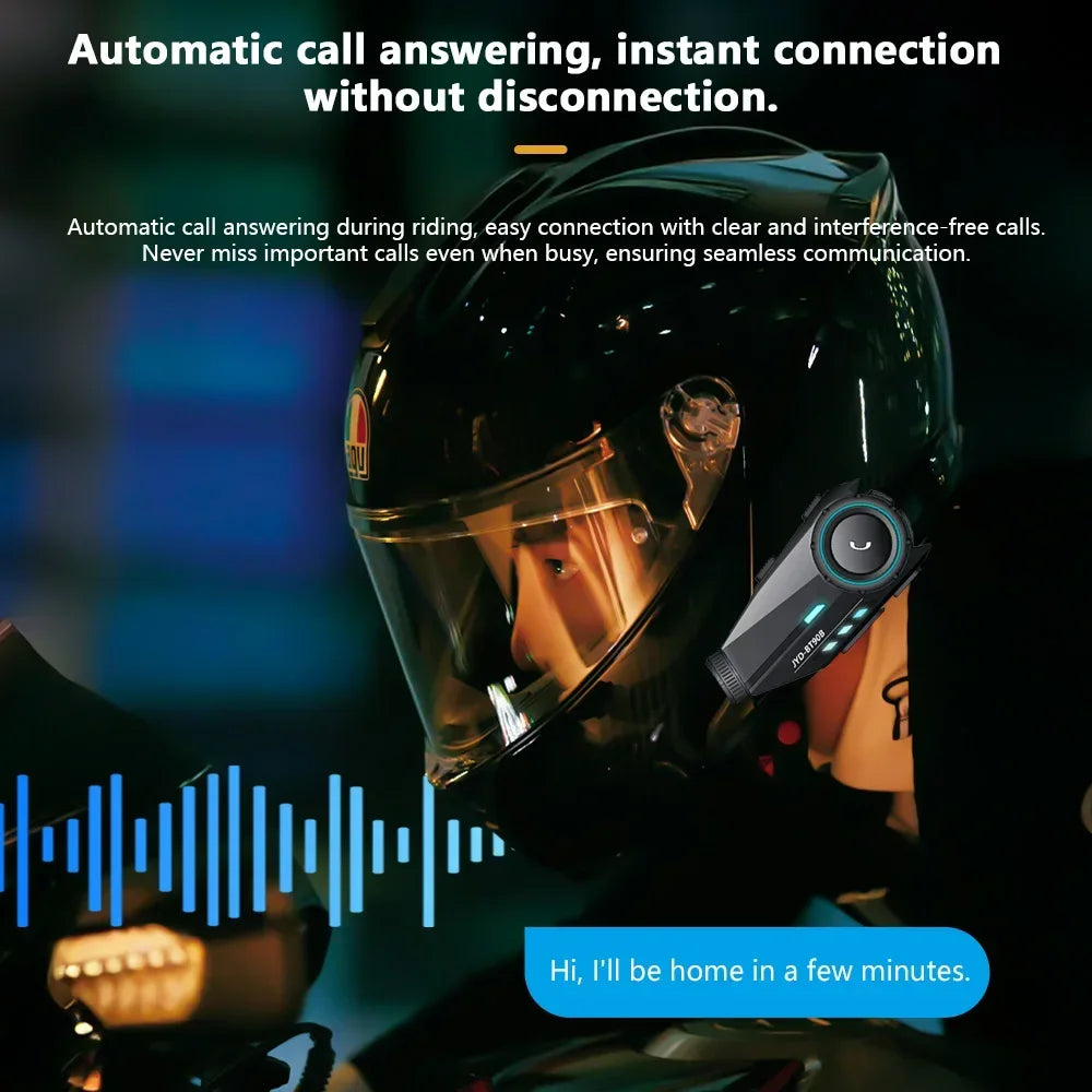 Bluetooth 5.4 Motorcycle Helmet Headset with 1080P Camera Intercom