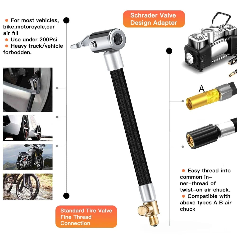 Locking Tire Inflator Air Hose with Release Valve