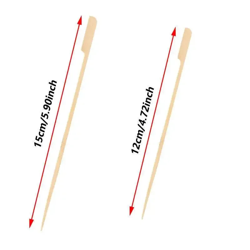 100Pcs Disposable Bamboo Skewers Natural BBQ Sticks and Cocktail Picks