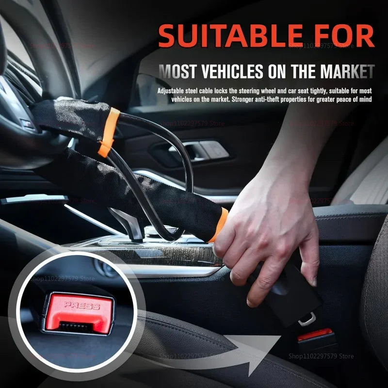 Heavy-Duty Steel Cable Steering Wheel Anti-Theft Security Lock