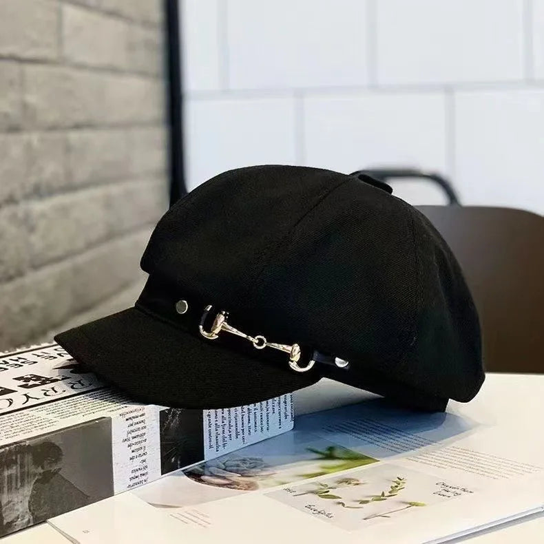 Women's Lightweight Newsboy Cap Adjustable Metal Buckle Hat - 15