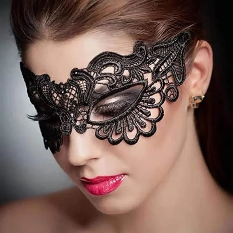 Women's Lace Masquerade Mask Elegant Hollow Half Face Costume Prop - 4