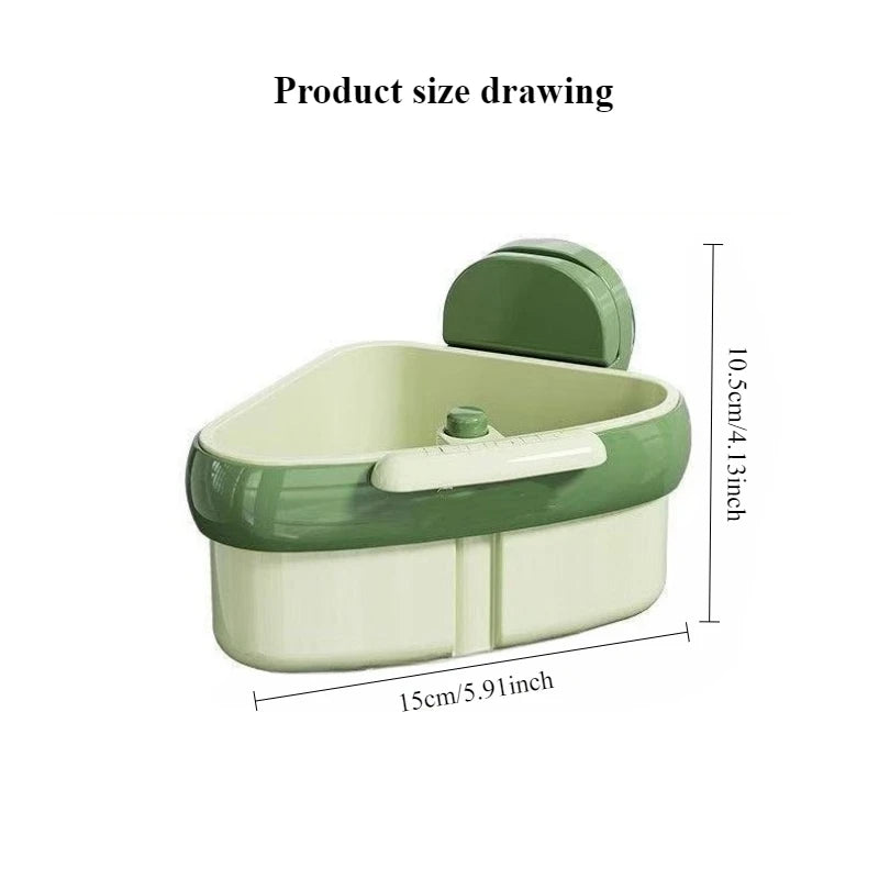 Corner Kitchen Sink Drain Basket with Suction Cup