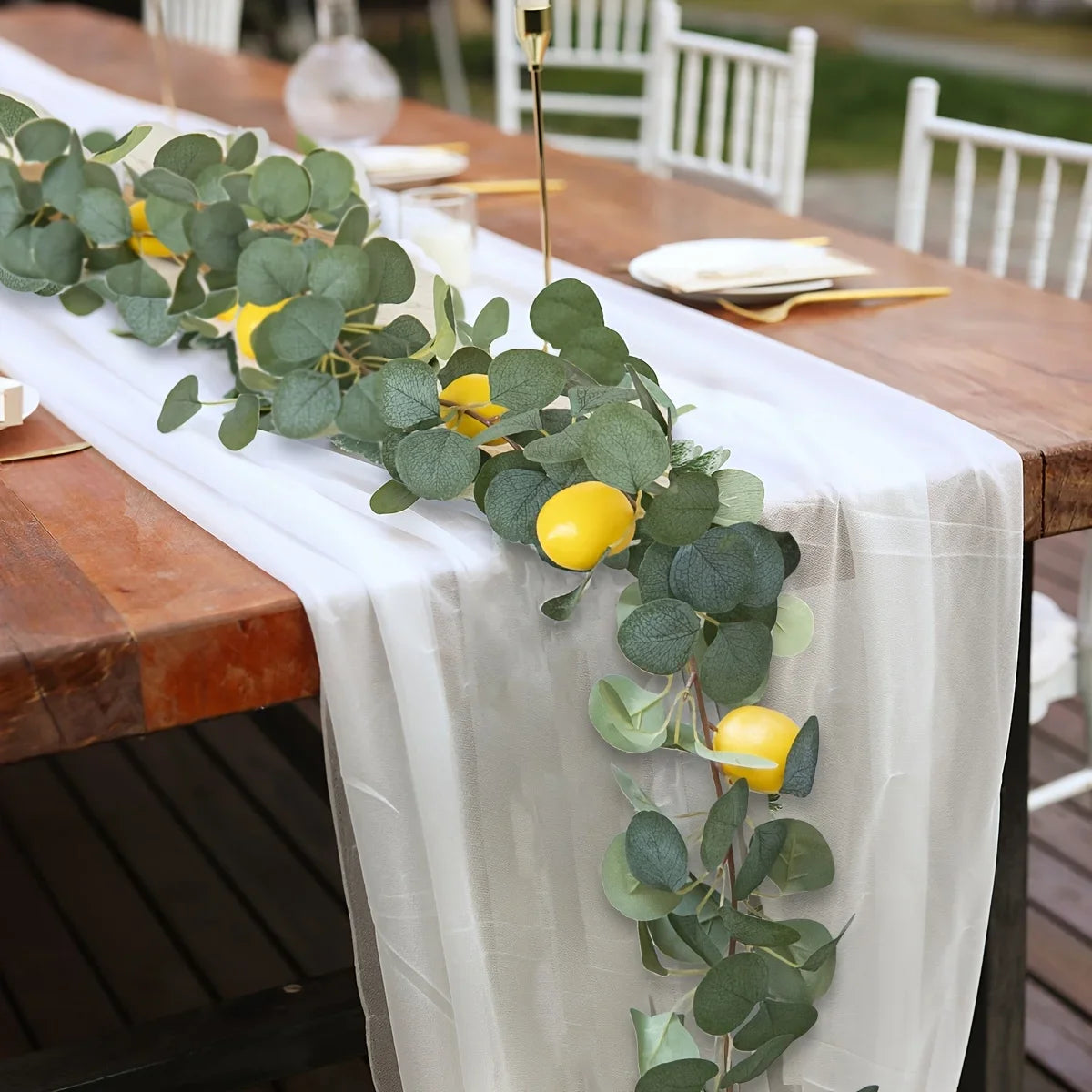 Artificial Lemon and Eucalyptus Garland for Home Decor - 12