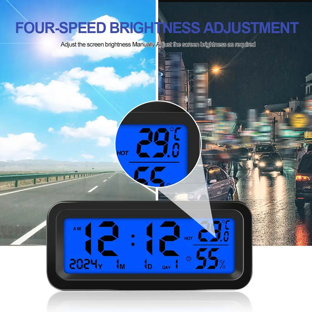 Solar Powered Digital Car Dashboard Clock with Temperature and Humidity - 13