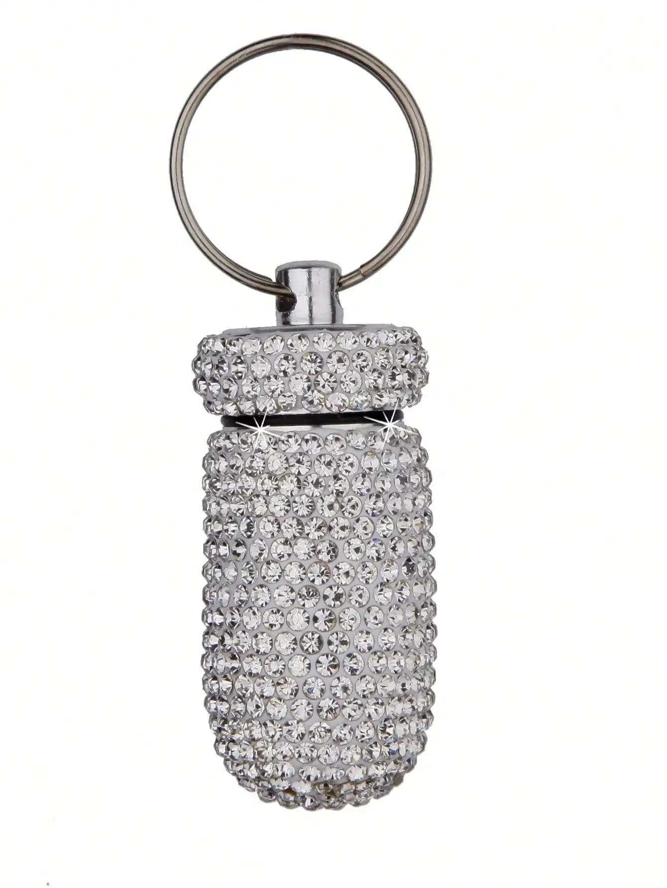 Waterproof Rhinestone Keychain Pill Holder Case - 4
