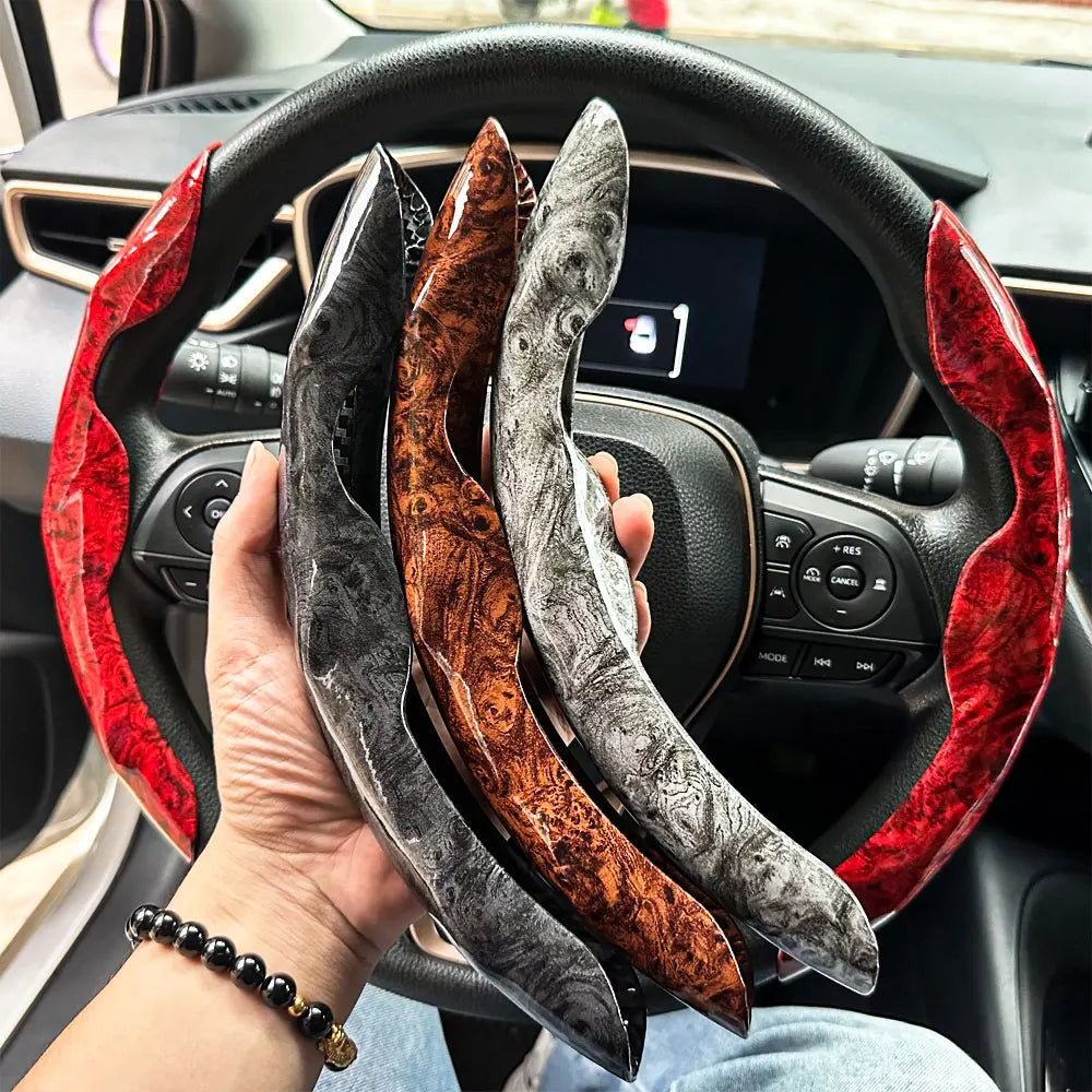 Anti-Slip D-Shaped Steering Wheel Cover for Retro Car Interior - 3