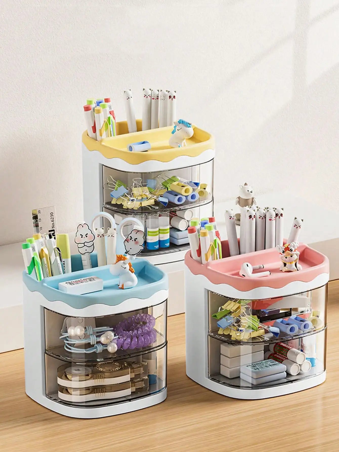 Multipurpose Desktop Organizer with Drawer for Stationery and Makeup - 7