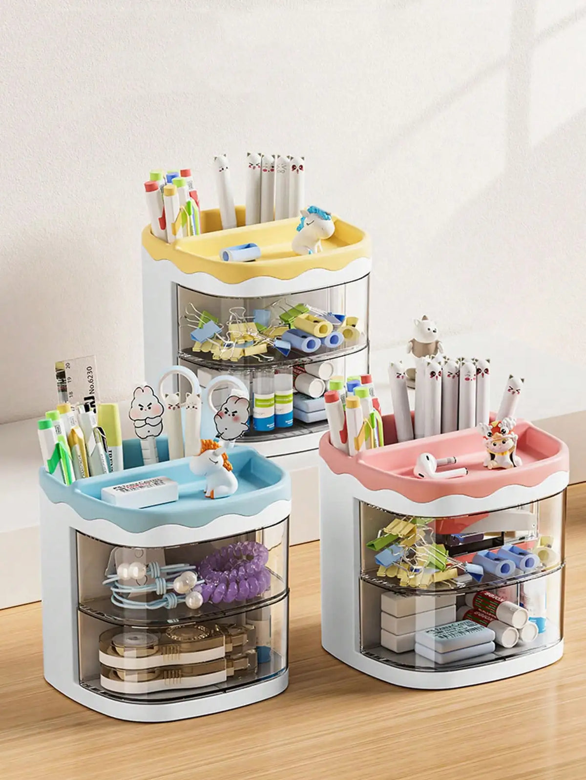 Multipurpose Desktop Organizer with Drawer for Stationery and Makeup